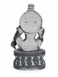 Hand-carved 1.75 ft mini Ayyappan statue in natural stone, product view 5 highlighting the seated deity form and carved details.