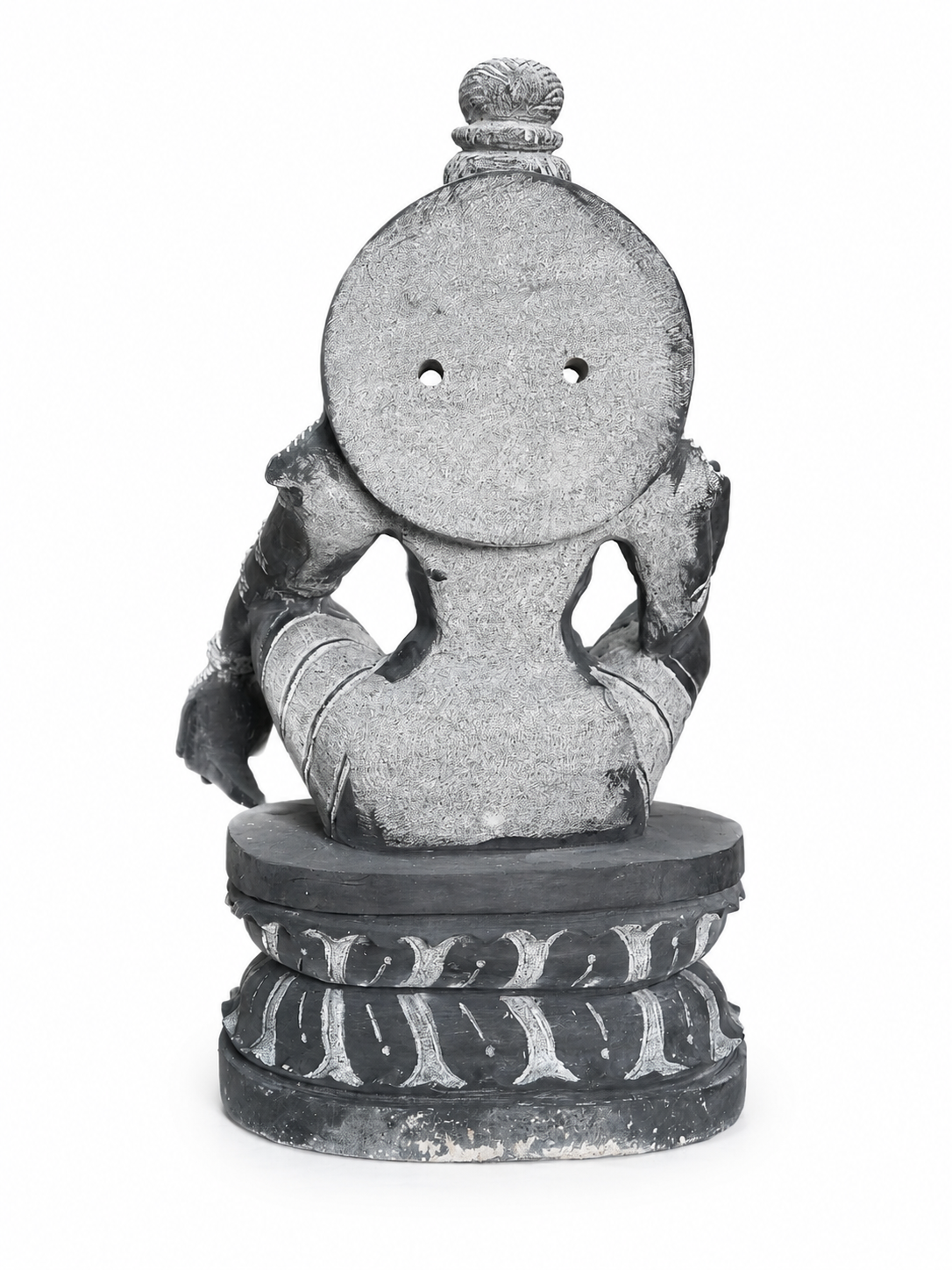 Hand-carved 1.75 ft mini Ayyappan statue in natural stone, product view 5 highlighting the seated deity form and carved details.