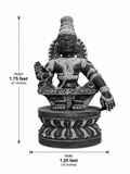 Hand-carved 1.75 ft mini Ayyappan statue in natural stone, product view 6 highlighting the seated deity form and carved details.