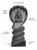 Hand-carved 1.75 ft Nagathamman with Shiva Lingam statue in natural stone, product view 2 highlighting the serpent and lingam details.