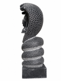 Hand-carved 1.75 ft Nagathamman with Shiva Lingam statue in natural stone, product view 5 highlighting the serpent and lingam details.