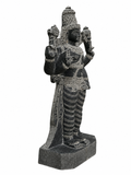 Hand-carved 1.75 ft Vishnu statue in natural stone, product view 3 highlighting the sculpture and carved details.