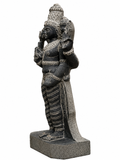 Hand-carved 1.75 ft Vishnu statue in natural stone, product view 4 highlighting the sculpture and carved details.