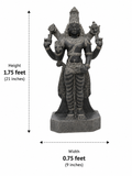 Hand-carved 1.75 ft Vishnu statue in natural stone, product view 5 highlighting the sculpture and carved details.