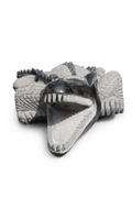 Hand-carved 1.9 ft Crocodile Stone Sculpture on Raised Platform in natural Charnockite stone, product view 4 showing the sculpture and carved details.