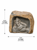 Hand-carved 1.9 ft Ganesha Boulder Statue in natural Charnockite stone, product view 5 showing the sculpture and carved details.