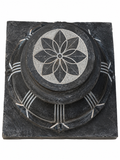 Hand-carved 1 ft Balipeedam pedestal in natural stone, product view 3 highlighting its form and carved details.