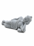 Hand-carved 1 ft Buddha statue in natural stone, product view 3 highlighting the meditative form and carved details.