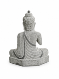 Hand-carved 1 ft Buddha statue in natural stone, product view 3 highlighting the meditative form and carved details.