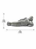 Hand-carved 1 ft Buddha statue in natural stone, product view 5 highlighting the meditative form and carved details.