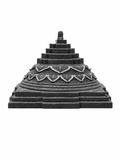 Hand-carved 1 ft Chakram sculpture in natural stone, product view 1 highlighting its circular form and carved details.