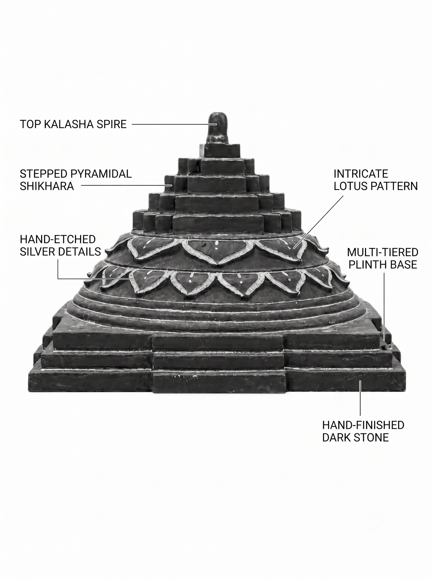 Hand-carved 1 ft Chakram sculpture in natural stone, product view 2 highlighting its circular form and carved details.