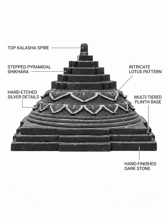 Hand-carved 1 ft Chakram sculpture in natural stone, product view 2 highlighting its circular form and carved details.