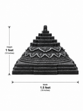 Hand-carved 1 ft Chakram sculpture in natural stone, product view 5 highlighting its circular form and carved details.