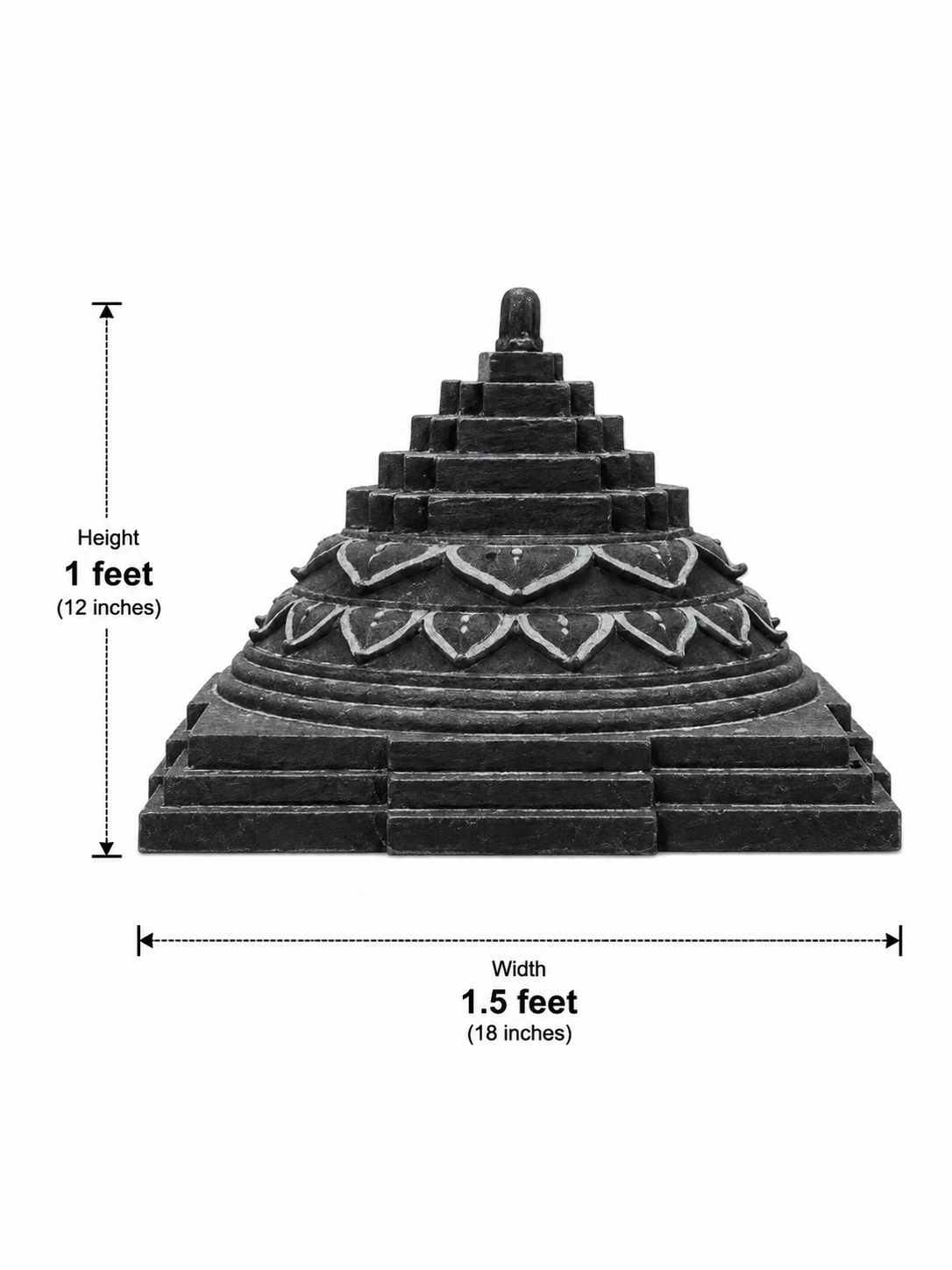 Hand-carved 1 ft Chakram sculpture in natural stone, product view 5 highlighting its circular form and carved details.