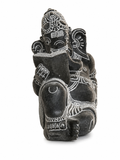 Hand-carved 1 ft Ganesha statue in natural stone, product view 3 highlighting the sculpture and carved details.