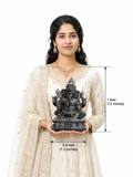 Hand-carved 1 ft Ganesha statue in natural stone, product view 6 highlighting the sculpture and carved details.