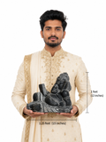 Hand-carved 1 ft Ganesha statue in natural stone, product view 7 highlighting the sculpture and carved details.