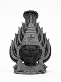 Hand-carved 1 ft Gangai Amman Sirasu statue in natural stone, product view 1 highlighting the sacred head form and carved details.