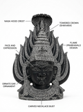 Hand-carved 1 ft Gangai Amman Sirasu statue in natural stone, product view 2 highlighting the sacred head form and carved details.