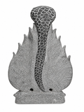 Hand-carved 1 ft Gangai Amman Sirasu statue in natural stone, product view 5 highlighting the sacred head form and carved details.