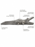 Hand-carved 1 ft Hand-Carved Crocodile Stone Sculpture in natural Charnockite stone, product view 2 showing the sculpture and carved details.
