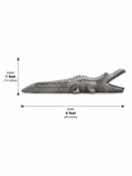 Hand-carved 1 ft Hand-Carved Crocodile Stone Sculpture in natural Charnockite stone, product view 6 showing the sculpture and carved details.
