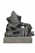 Hand-carved 1 ft Ganesha Shayana reclining Ganesha statue in natural stone, product view 3 highlighting the resting pose and carved details.