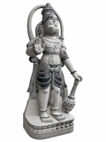 Hand-carved 13 ft Monumental Guardian Deity with Mace Statue in natural Charnockite stone, product view 4 showing the sculpture and carved details.