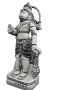 Hand-carved 13 ft Monumental Guardian Deity with Mace Statue in natural Charnockite stone, product view 5 showing the sculpture and carved details.