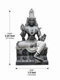 Hand-carved 2.25 ft Adi Lakshmi Statue in natural Charnockite stone, product view 3 showing the sculpture and carved details.