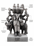Hand-carved 2.25 ft Dattatreyar statue in natural stone, product view 2 highlighting the sculpture and carved details.