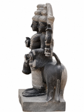 Hand-carved 2.25 ft Dattatreyar statue in natural stone, product view 3 highlighting the sculpture and carved details.