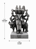 Hand-carved 2.25 ft Dattatreyar statue in natural stone, product view 5 highlighting the sculpture and carved details.