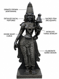 Hand-carved 2.5 ft Andal statue in natural stone, product view 2 highlighting the goddess form and carved details.