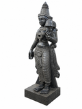Hand-carved 2.5 ft Andal statue in natural stone, product view 4 highlighting the goddess form and carved details.