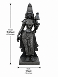 Hand-carved 2.5 ft Andal statue in natural stone, product view 5 highlighting the goddess form and carved details.