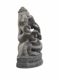 Hand-carved 2.5 ft Ganapathy Ganesha statue in natural Charnockite stone, product view 4 highlighting the deity form and carved details.