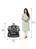 Hand-carved 2.5 ft Ganapathy Ganesha statue in natural Charnockite stone, product view 6 highlighting the deity form and carved details.