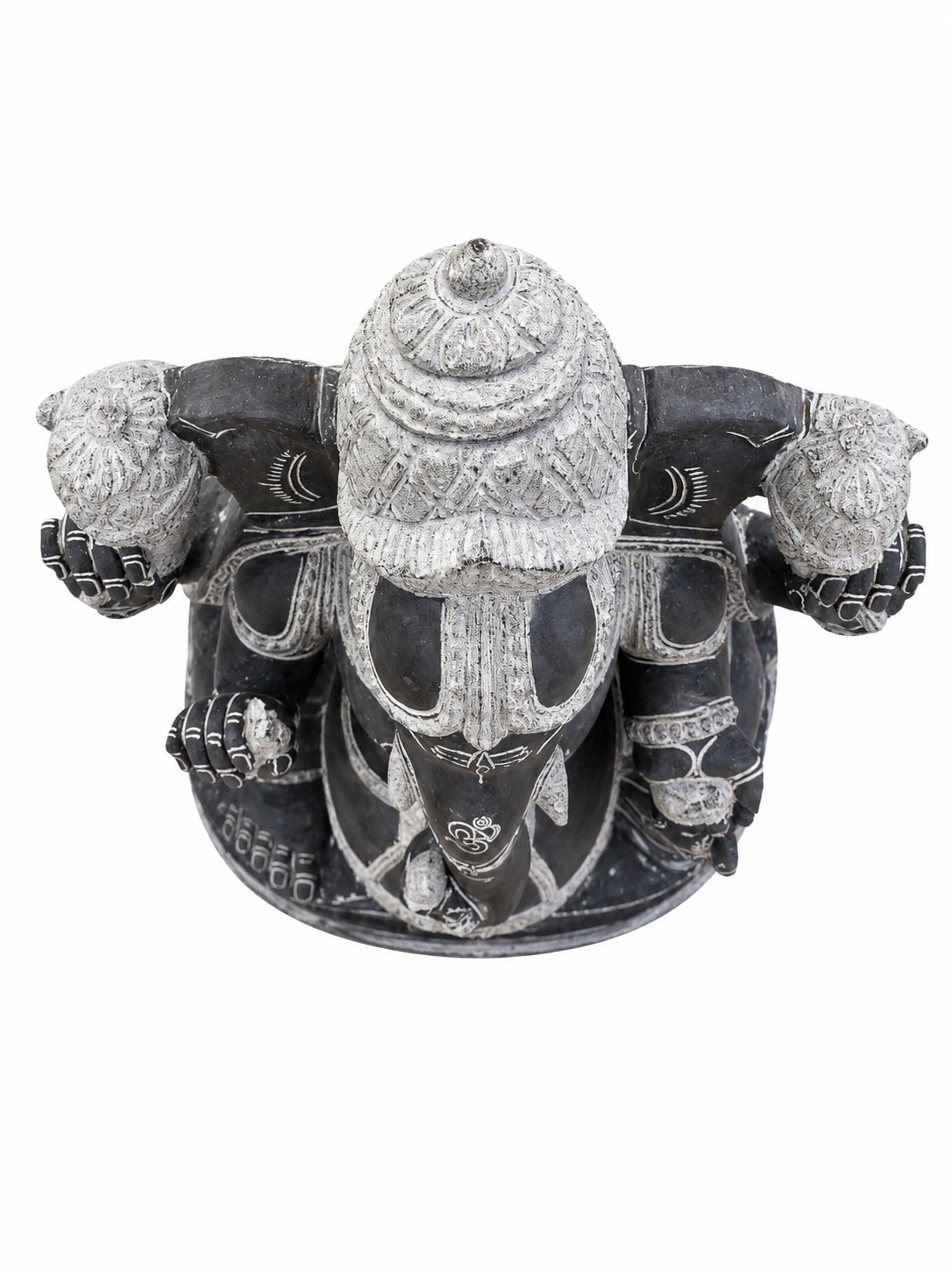 Hand-carved 2.5 ft Ganesha statue in natural stone, product view 3 highlighting the sculpture and carved details.