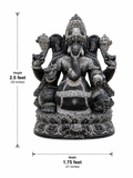Hand-carved 2.5 ft Ganesha statue in natural stone, product view 5 highlighting the sculpture and carved details.
