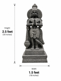 Hand-carved 2.5 ft Hanuman statue in natural stone, product view 5 highlighting the sculpture and carved details.