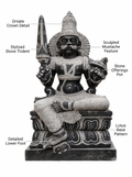 Hand-carved 2.5 ft Munishvaran statue in natural stone, product view 2 highlighting the sculpture and carved details.