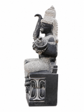 Hand-carved 2.5 ft Munishvaran statue in natural stone, product view 4 highlighting the sculpture and carved details.