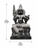 Hand-carved 2.5 ft Munishvaran statue in natural stone, product view 5 highlighting the sculpture and carved details.