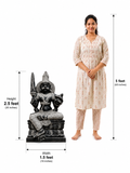 Hand-carved 2.5 ft Munishvaran statue in natural stone, product view 6 highlighting the sculpture and carved details.