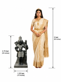 Dimension guide for a hand-carved 2.75 ft Lakshmanan statue in polished black stone on a white background.