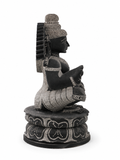 Hand-carved 2 ft Ayyappan statue in natural stone, product view 4 highlighting the sculpture and carved details.