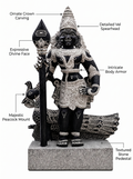 Hand-carved 2 ft Bala Murugan statue in natural stone, product view 2 highlighting the sculpture and carved details.