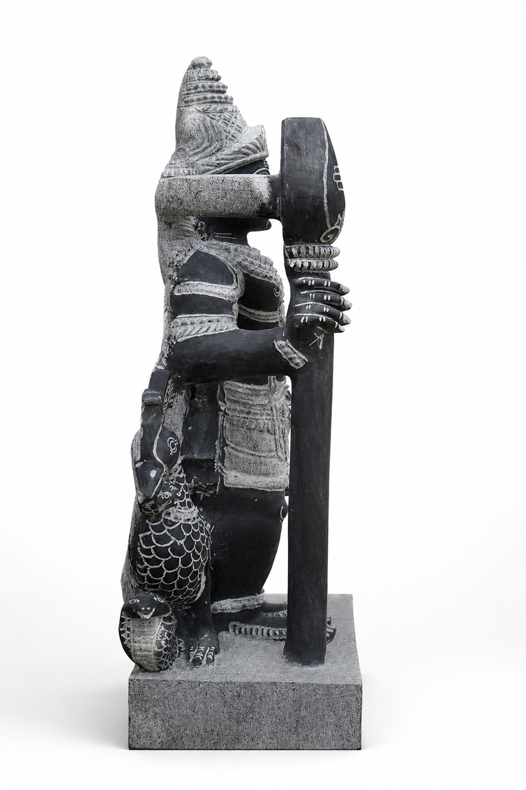 Hand-carved 2 ft Bala Murugan statue in natural stone, product view 3 highlighting the sculpture and carved details.